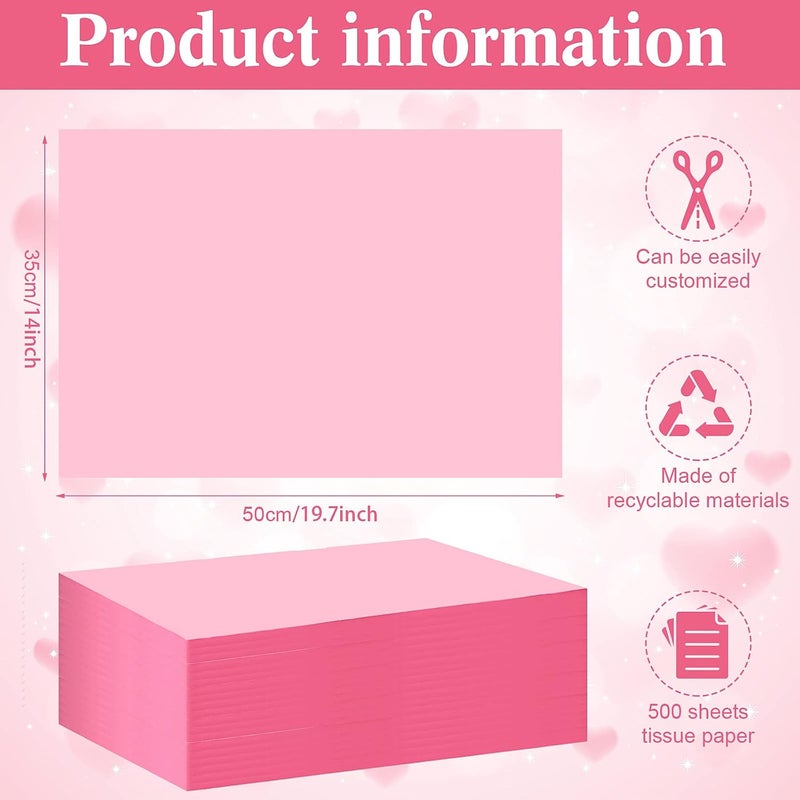 Teling 500 ورقة من ورق التواليت الوردي الفاتح لأكياس الهدايا 14 × 20 بوصة تغليف هدايا عيد الحب بالجملة لفصل الشتاء غالنتين رأس السنة حفلات الزفاف أعياد الميلاد مشاريع الحرف اليدوية زينة الحفلات الزهور - Image 2